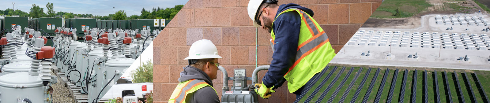 pews electric equipment and natural gas crew members working on meter and paris battery