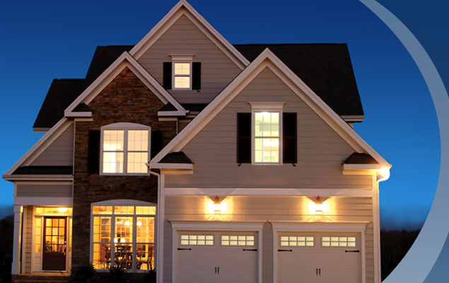 house with lights on